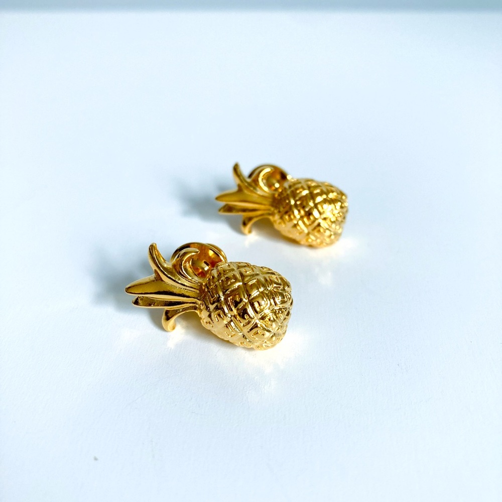 Authentic Vintage Givenchy Gold Tone Pineapple Earrings/Lapel Pin